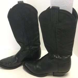 Tony Lama Women's Cowboy Boots Size 5 Solid Black with Stitching, Preowned